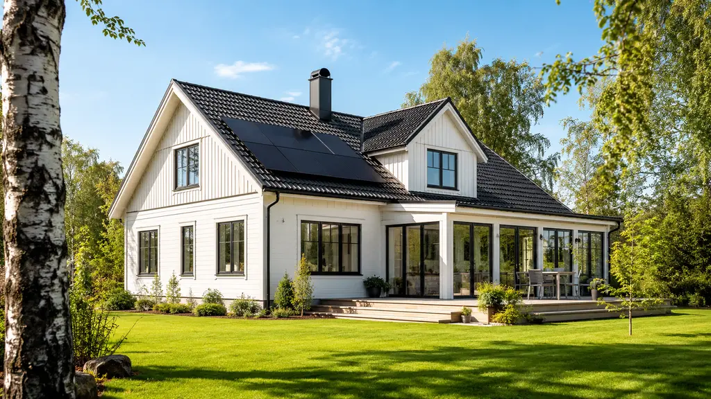 Svensk villa med nytt tak, solceller, nya fönster och nymålad fasad, renoveringar som oftast inte kräver bygglov 2026